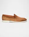 Santoni Mens Malibu Contrast-sole Suede Loafers Brow In Light Brown