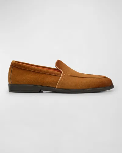 Santoni Men's Malibu Suede Slip-on Sport Loafers In Light Brown