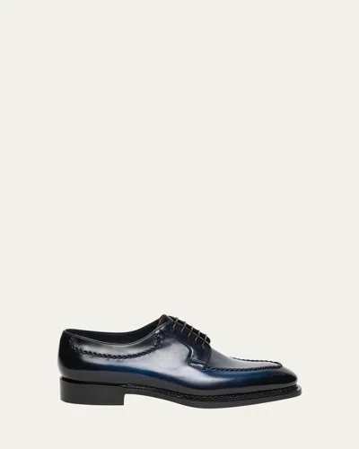 Santoni Men's Meraviglia Fortuna Braided Leather Derby Shoes In Blue