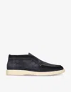Santoni Suede Desert Boot In Navy