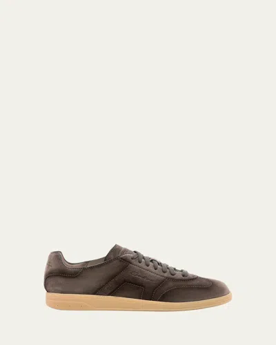 SANTONI MEN'S OLY BURNISHED SUEDE LOW-TOP SNEAKERS