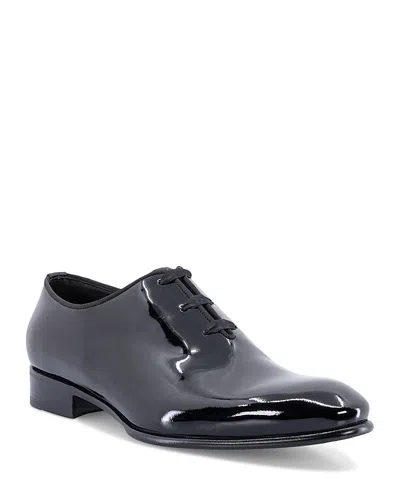 Santoni Patent Carter Wholecut Oxford Shoes In Black-n01