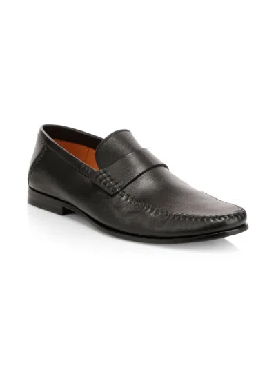 Santoni Men's Paine Leather Moccasin Loafers In Black