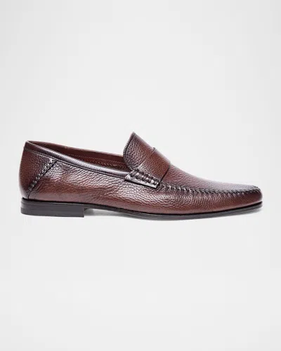 Santoni Men's Paine Soft Leather Loafers In Brown
