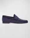 Santoni Tassel Suede Loafers In Blue