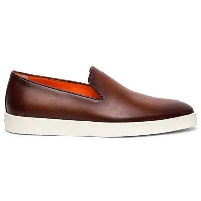 Santoni Men's Pancia Slip On Dress Loafers In Brown