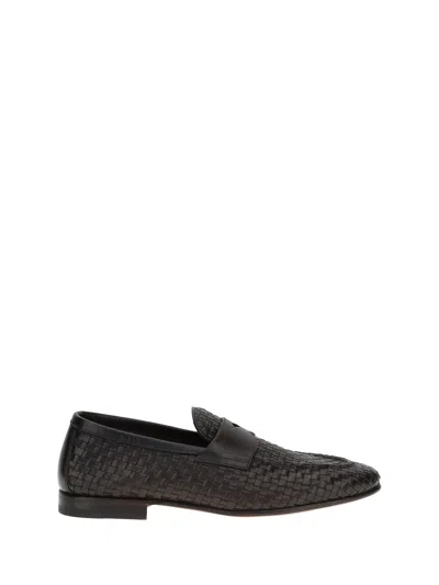 Santoni Men Penny Loafers In Black