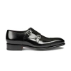 SANTONI MEN'S POLISHED BLACK LEATHER DOUBLE-BUCKLE SHOE