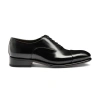 SANTONI MEN'S POLISHED BLACK LEATHER OXFORD SHOE