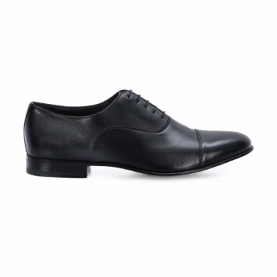 Santoni Black Classic Leather Oxford Shoes