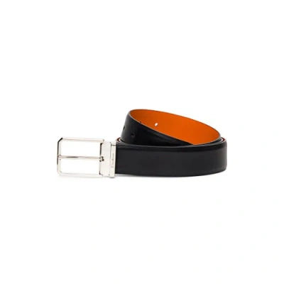 Santoni Men's Polished Blue Leather Adjustable Belt Adriatico Blue In Black