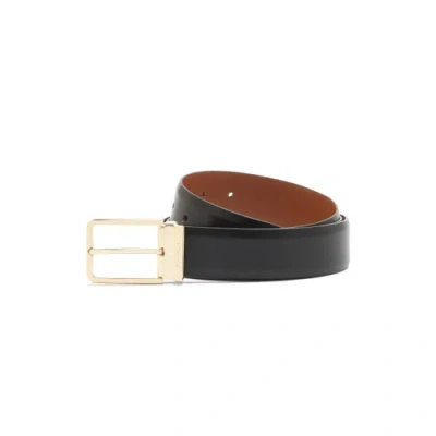 Santoni Men's Polished Brown Leather Adjustable Belt Quercia Brown In Black