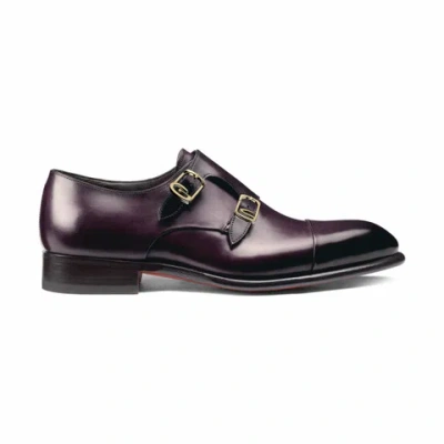 Santoni Men's Purple Leather Double-buckle Shoe