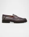 Santoni Men's Rock Deerskin Penny Loafers In Grey