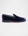 Santoni Smooth Smoking Slipper In Blue
