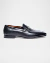 Santoni Men's Saddle Leather Bit Loafers In Black