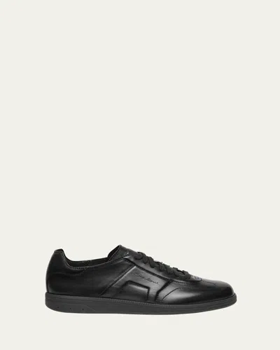 Santoni Men's Soft Burnished Calfskin Slip-on Sneakers In Black