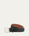 Santoni Men's Square-buckle Suede Belt In Brown