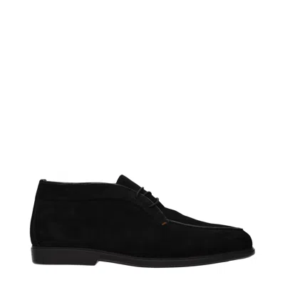 Santoni Men's Suede Ankle Boots Black