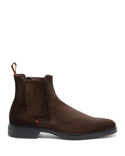 Santoni Men's Suede Chelsea Boots In Brown