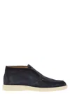 Santoni Tonal-stitching Leather Loafers In Blue
