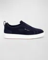 Santoni Victory Logo-printed Slip-on Sneakers In Blue