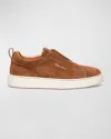 Santoni Suede Slip-on Clean Icon Sneakers In Brown