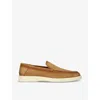 Santoni Brown Suede Loafers With Rubber Sole In Neutral