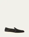 Santoni Men's Theo Woven Suede Loafers In Black