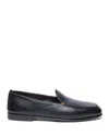 Santoni Vibe B Loafers In Black Leather In Black