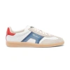Santoni Low Top Leather Sneakers With Contrast Panel In Blue