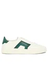 SANTONI MEN'S WHITE DOUBLE-BUCKLE SNEAKERS FOR SS24