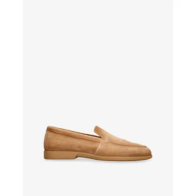 Santoni Suede Malibu Loafers In Brown