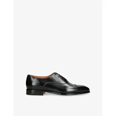 SANTONI MENS BLACK ADRIAN LEATHER OXFORD SHOES EUR 41.5 / 7.5 UK