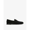 Santoni Mens Black Carlos Suede Penny Loafers In Black