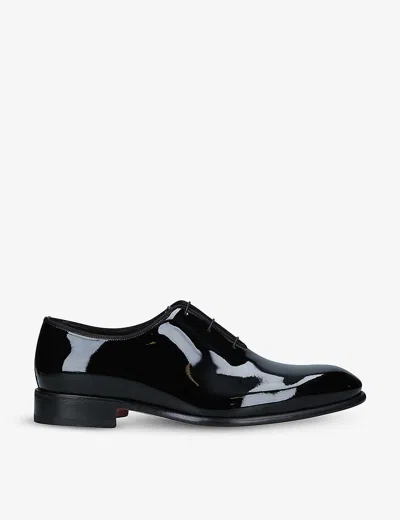 Santoni Patent Carter Wholecut Oxford Shoes In Black-n01