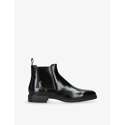 Santoni Leather Easy-on Chelsea Boots In Black