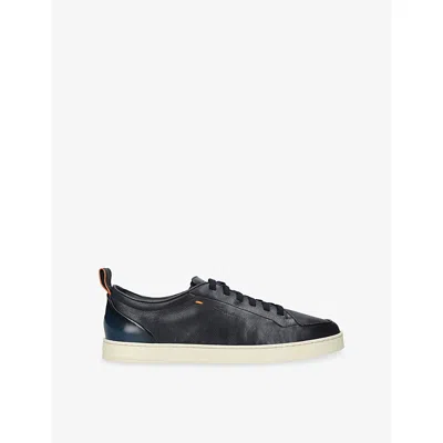 Santoni Montecarlo Panelled Sneakers In Black