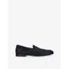 Santoni Suede Penny Loafers In Blue/dark