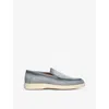 Santoni Blue Leather Slip-on Loafers With Contrasting Sole In Blue