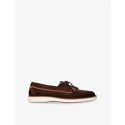 SANTONI MENS BROWN DETROIT SUEDE BOAT SHOES EUR 43 / 9 UK