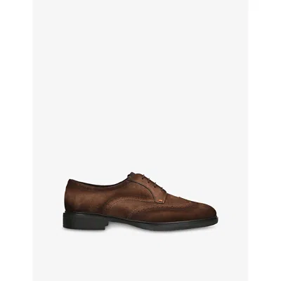 Santoni Mens Easy Suede Derby Brogues Brown Eur 43 / 9 Uk