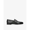 Santoni Mens Black Carlo Cashmere And Leather Penny Loafers Eur 41 / 7 Uk In Black