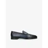 Santoni Leather Cashmere-lined Carlos Loafers In Blue