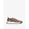 Santoni Technical-knit Runner Sneakers In Brown
