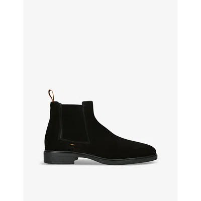 Santoni Double-buckle Leather Boots In Black