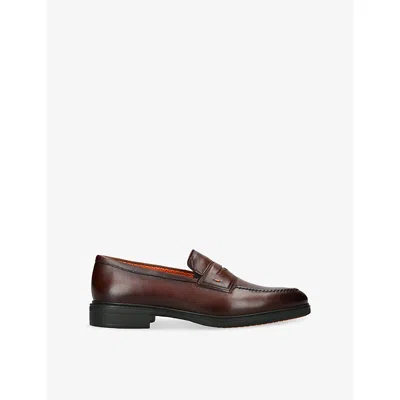 Santoni Mens Dark Brown Easy Leather Loafers Eur 46 / 12 Uk