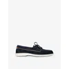 Santoni Mens Navy Detroit Suede Boat Shoes Eur 41 / 7 Uk In Blue