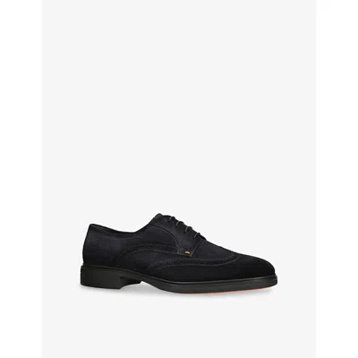 Santoni Mens  Easy Suede Lace-up Shoes In Blue
