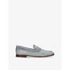 Santoni Mens Pale Blue Carlo Suede Penny Loafers In Blau